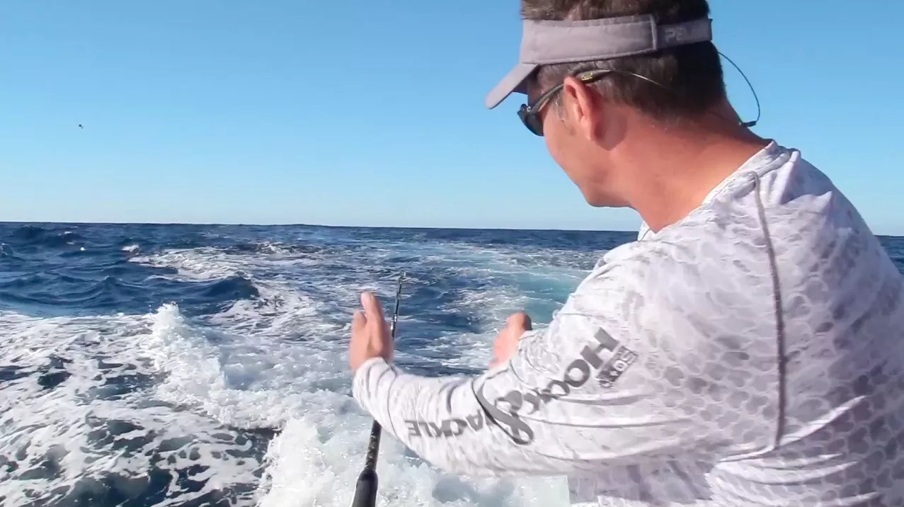 david brackmann shows the clean water area of a boat wake where you want to position trolling lures