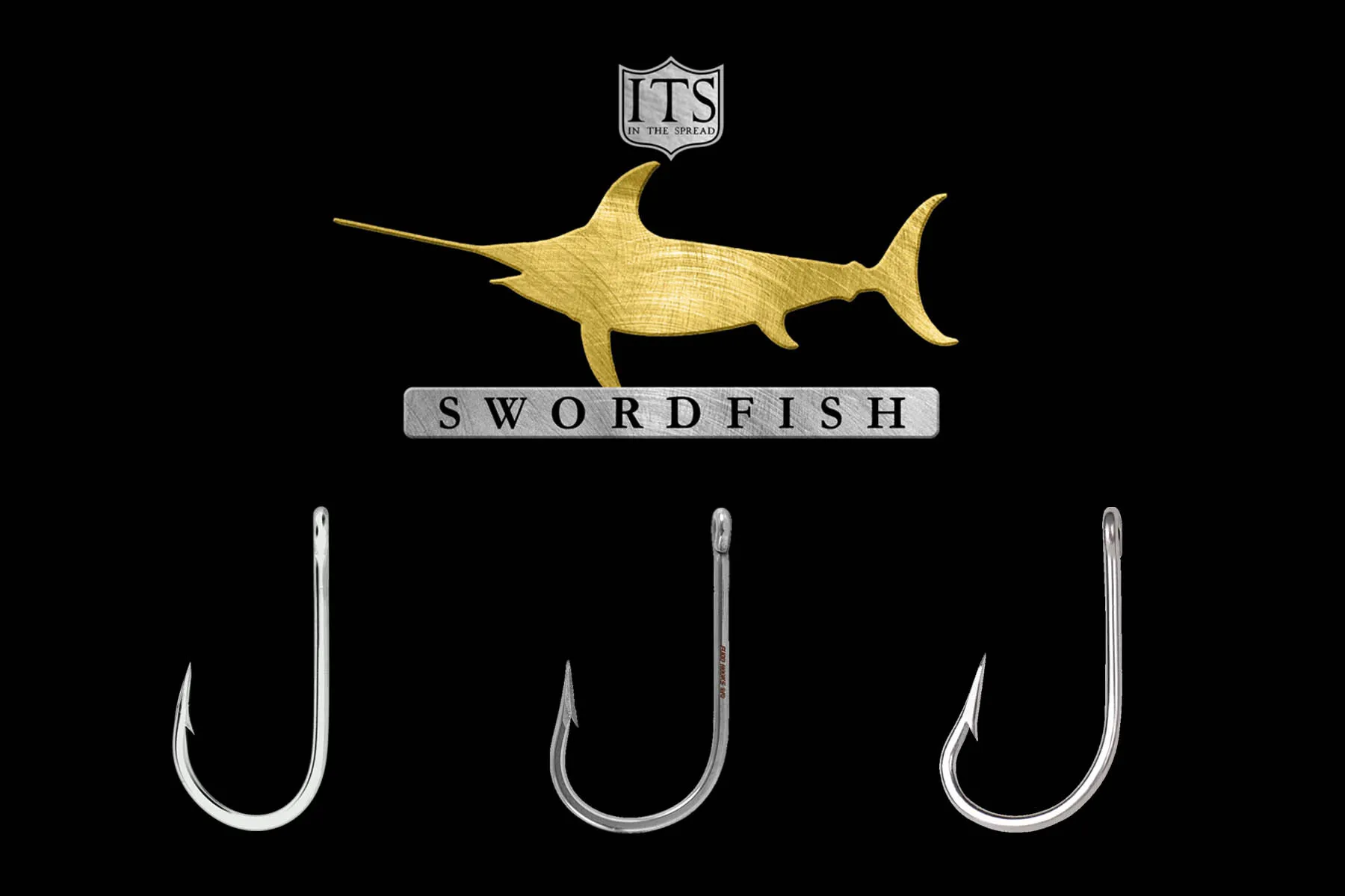 three different hooks for swordfish fishing