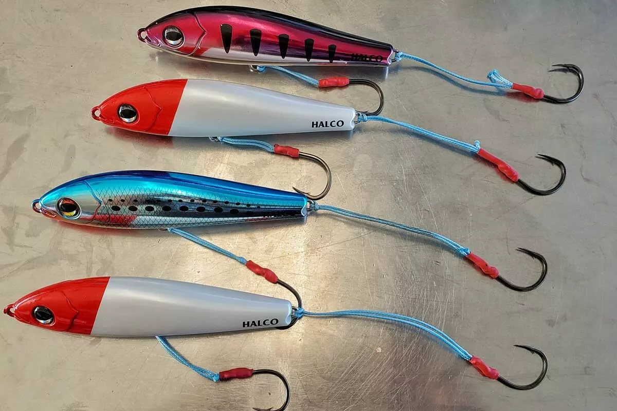 stickbaits rigged with dropper hooks for sailfish