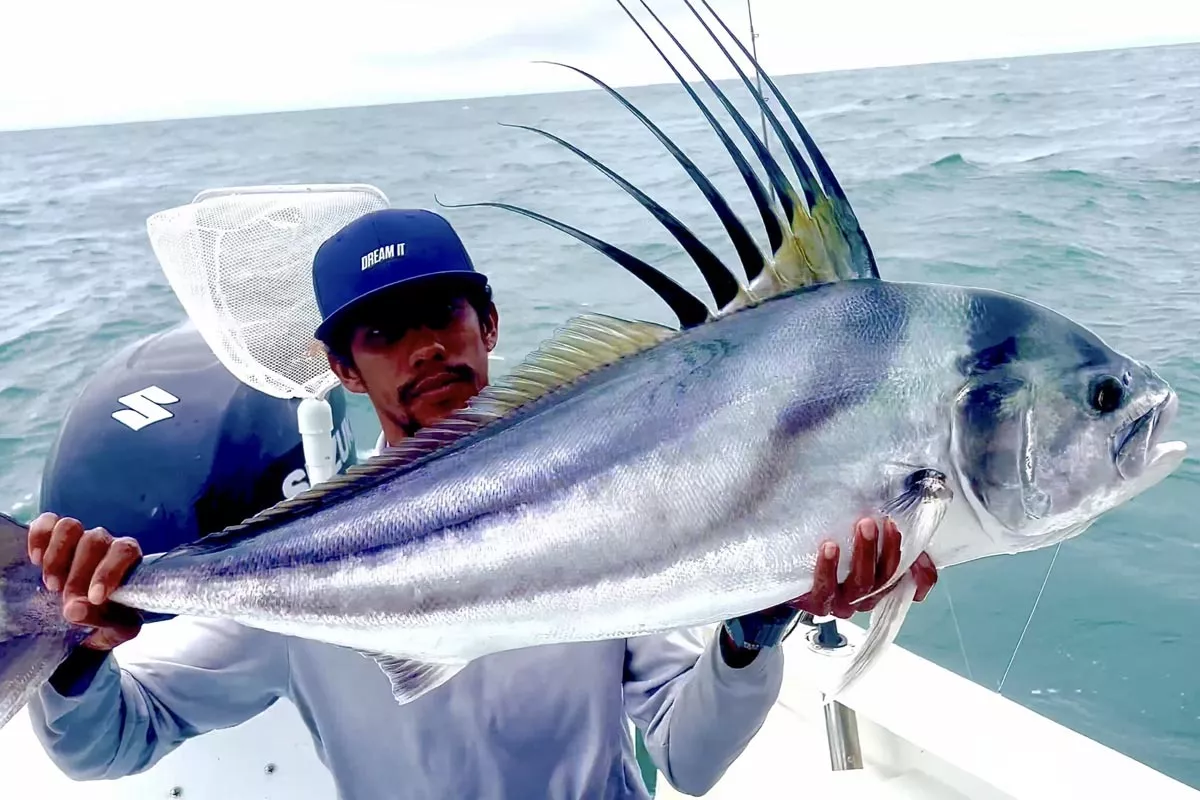 luis salazar show off a nice roosterfish costa rica