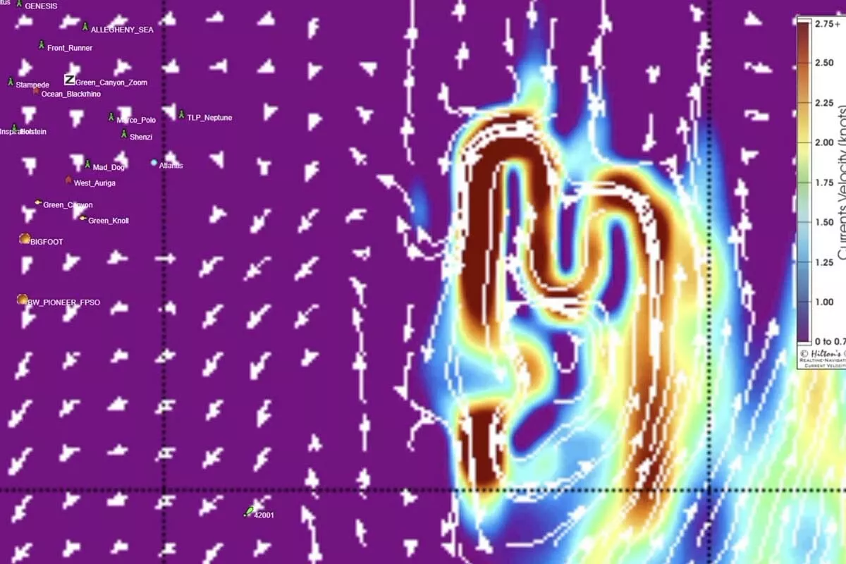 surface current chart for offshore fishing