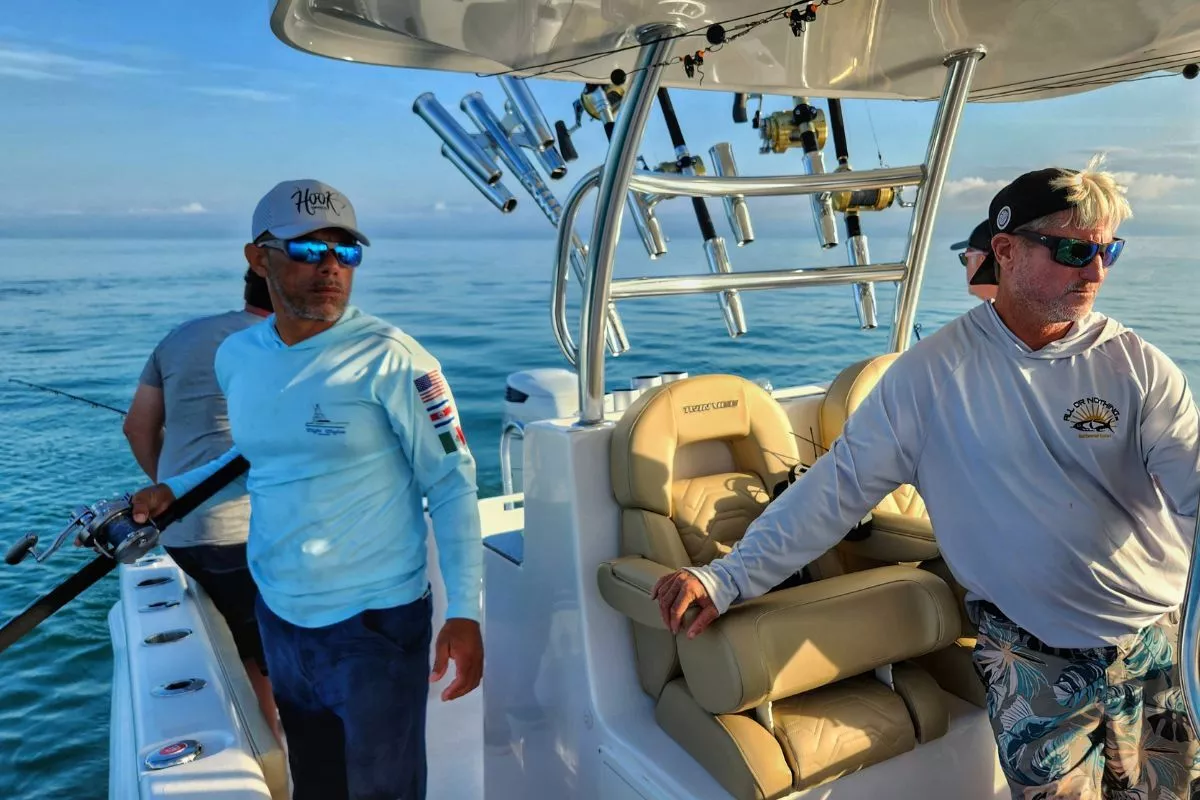 Colio Sportfishing charter boat captain Mike Hennessy teaching bottom fishing in southern Costa Rica