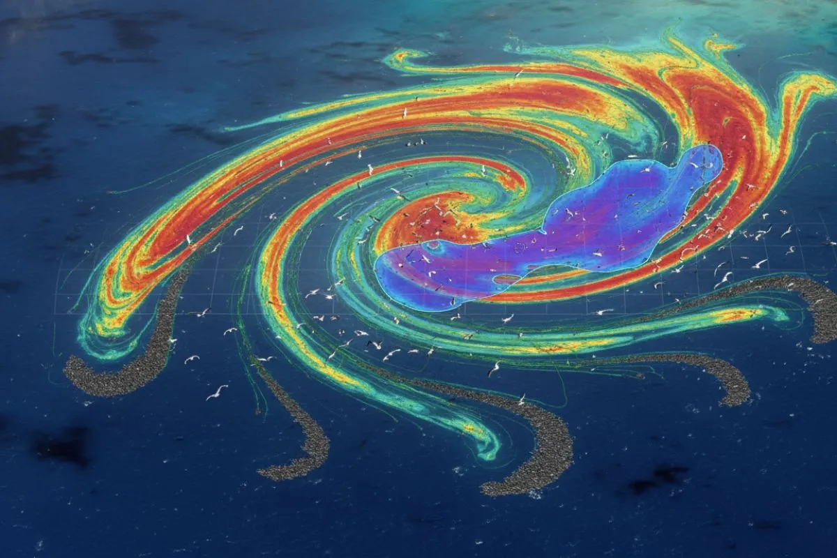 aerial view ocean eddy system