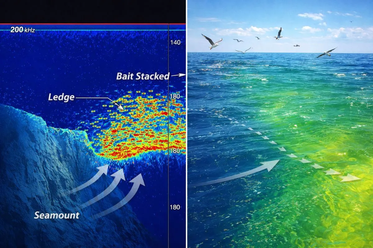 sonar and ocean surface comparison of upwelling