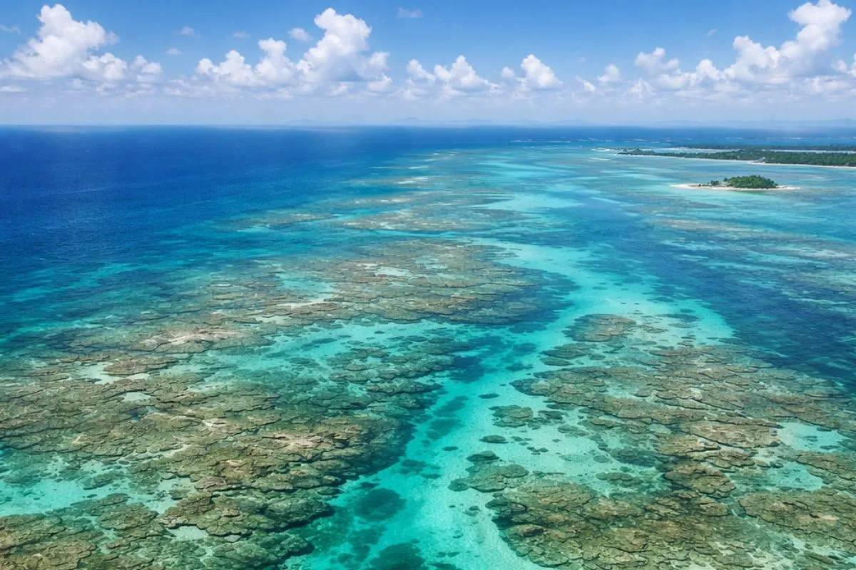 Aerial view of the Florida Keys reef system
