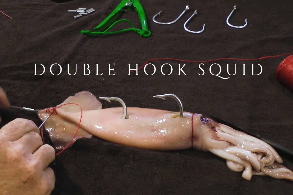 rigged double hook squid bait for swordfishing