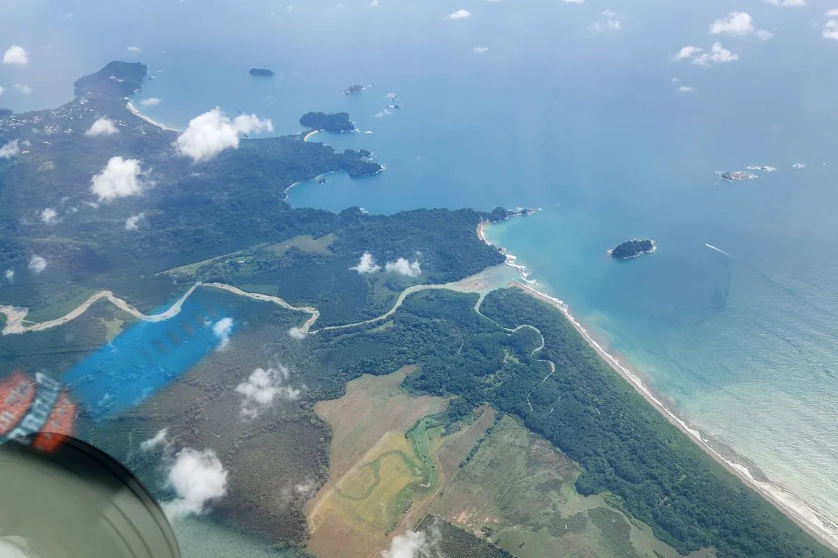 Aerial view of Matapalo Point on Costa Rica's Drake Bay, one of the world's top roosterfish destinations