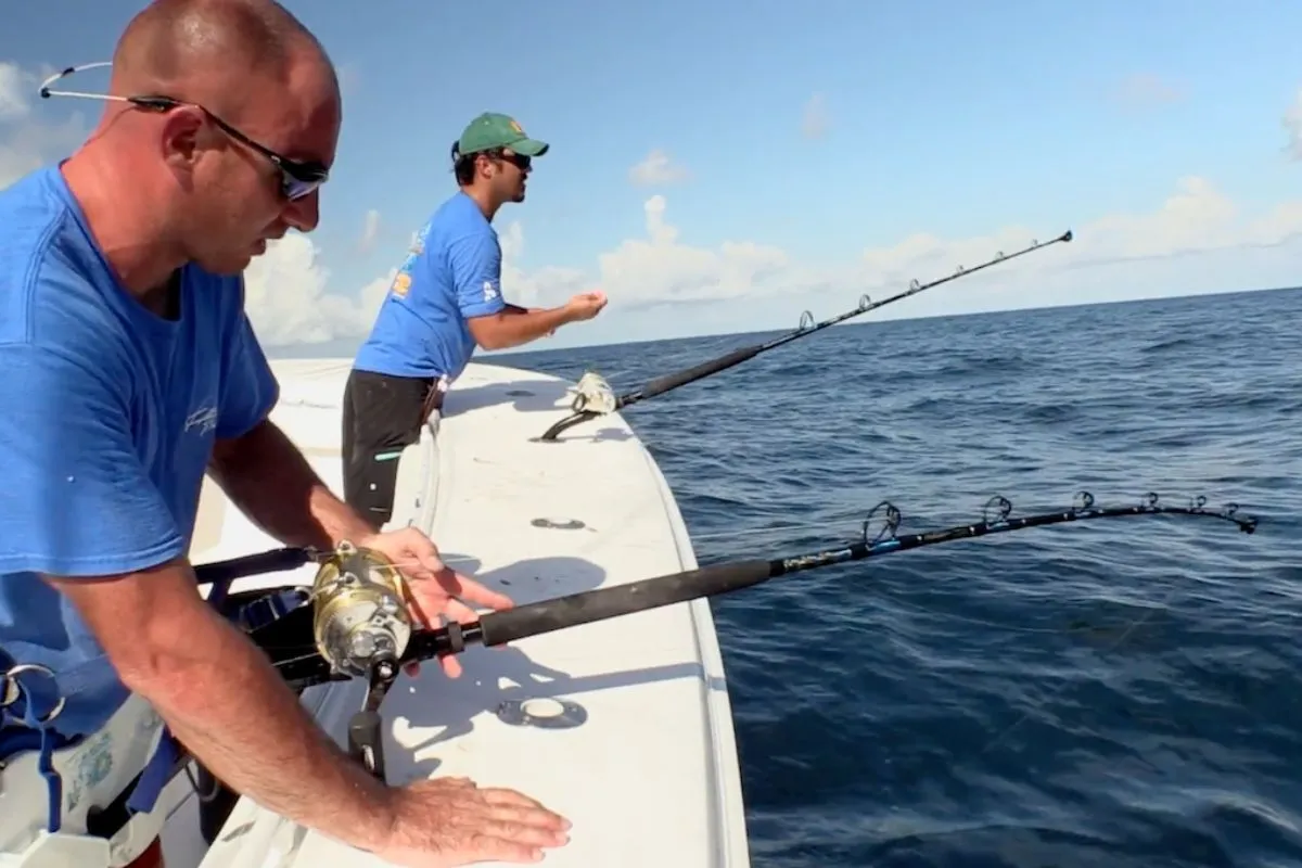josh howard hooked up to a trophy yellowfin tuna in the gulf of mexico