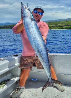 slow trolling with live bait produces a nice wahoo in Kona Hawaii