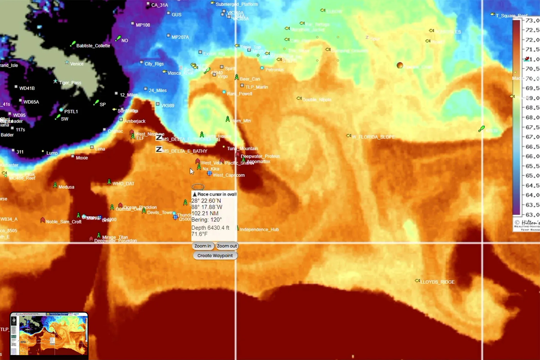 sea surface temperature map of the Gulf of Mexico