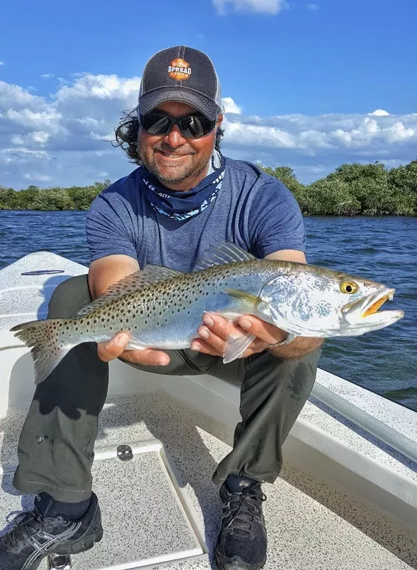 Florida seatrout held by william toney of In The Spread fishing