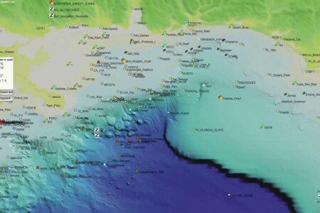 bathymetry chart of the upper Gulf of Mexico