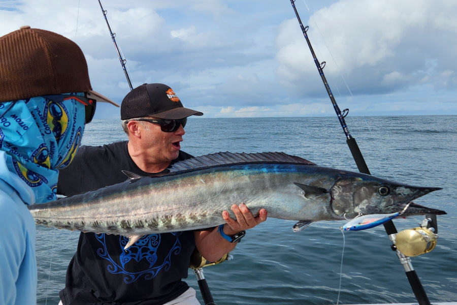 seth horne excited about nice wahoo caught in Costa Rica on a stickbait