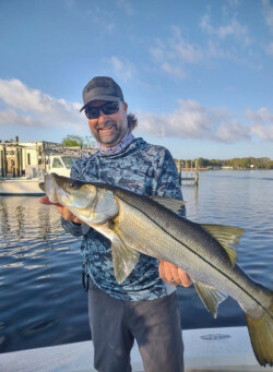 Capt. William Toney with a beautiful snook caught on the falts off the coast of Homosassa Florida