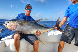 big yellowfin tuna caught on light tackle off of venice, louisiana