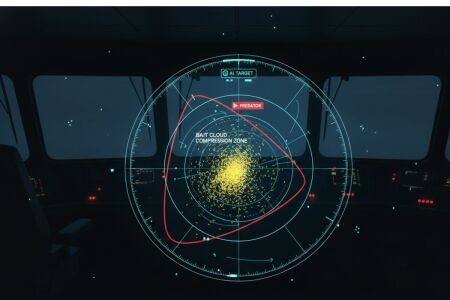 sonar screen on sportfishing yacht with ai overlay