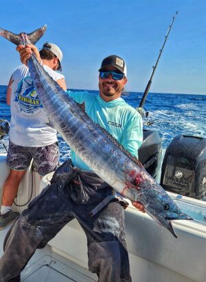 Mike Dupree of X Rayted Fishing in North Carolina with a nice wahoo caught slow trolling